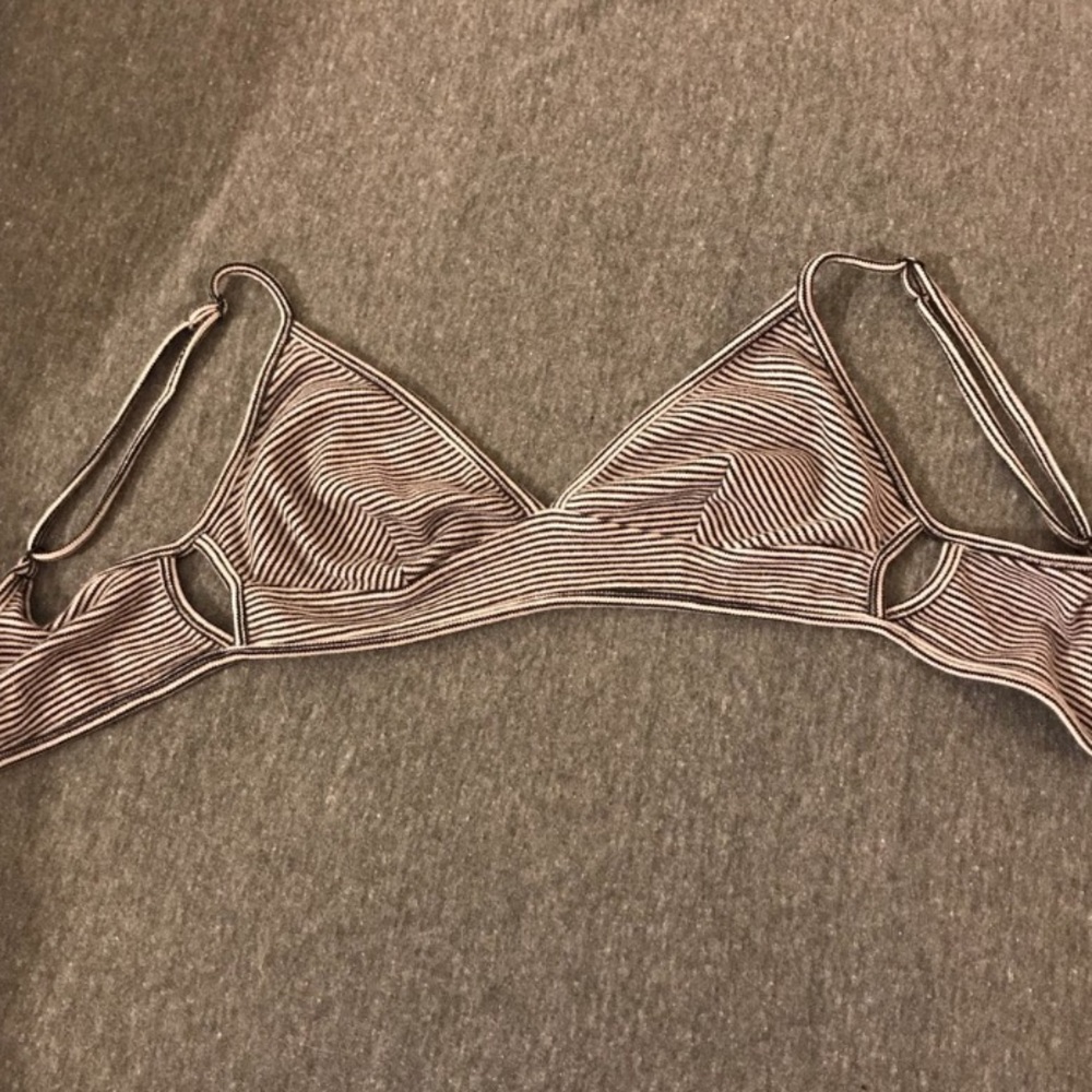 Striped cotton cut-out bralette